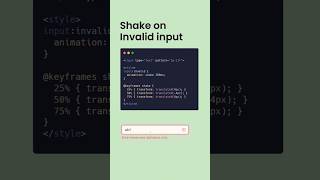 Invalid input shake animation using HTML CSS webdesign webdevelopment htmldesign coding shorts [upl. by Richma]