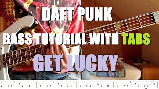 Daft Punk  Get Lucky Bass Tutorial with TABS [upl. by Resee855]