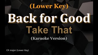 Back for Good LOWER KEY  Take That Karaoke Version [upl. by Narut]