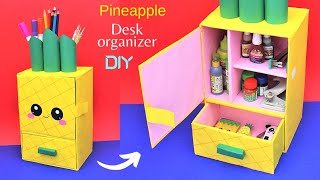 DIY Desk Organizer How to make Space Saving Cute 🍍 Pineapple Desk Organizer Best out of Waste [upl. by Esenej855]