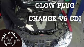 Mercedes M642 v6 cdi glow plug replacement timelapse [upl. by Htieh]