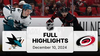 NHL Highlights  Sharks vs Hurricanes  December 10 2024 [upl. by Ash140]