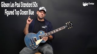 Gibson Les Paul Standard 50s Figured Top Ocean Blue  TV Guitar Center [upl. by Atteyram]