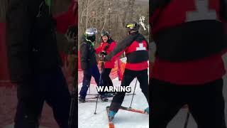 Which mountain has the worst ski patrol😂skipatrol skier snowboarder crashout [upl. by Enelear]