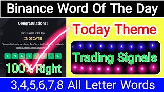 Binance Word Of The Day  Trading Signals Theme  Crypto Wotd Answers [upl. by Naujak435]