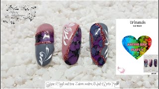 Inkdesign auf Grau mit Schnörkel  NailsbyLadydesigner [upl. by Narton]