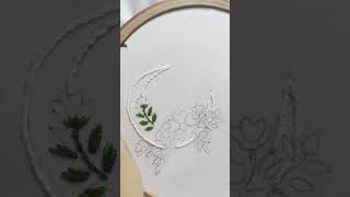 quotStunning Moon Flower amp Leaf Embroidery🌙🌸Easy DIY Tutorial for Beginnersquot flowers MoonEmbroidery [upl. by Rendrag]