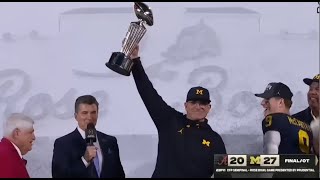 Rose Bowl trophy presentation after Michigan wins in overtime [upl. by Lemor]