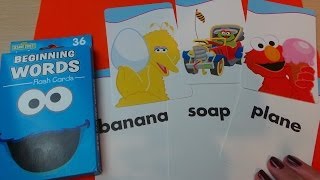 PLAYING WITH SESAME STREET BEGINNING WORDS INCLUDING COOKIE MONSTER FLASH CARDS [upl. by Ggerg]