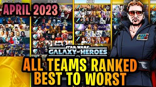 ALL TEAMS RANKED BEST TO WORST  APRIL 2023  STAR WARS GALAXY OF HEROES [upl. by Loftus614]