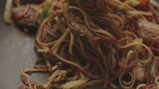 chinese noodles wok noodles with chicken stock video [upl. by Godart]