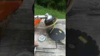 Brush blade installation on a stihl weedeater [upl. by Mcgill]