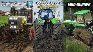 FS 22 VS Cattle and Crops vs MudRunner in MUD  Gameplay Comparison [upl. by Enitsugua901]