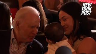 Biden wanders off stage after spotting baby in crowd at Arizona campaign event ‘Couldn’t resist’ [upl. by Garda645]