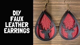 How to Make DIY Faux Leather Earrings With A Cricut  Reindeer Earrings  Holiday Earrings [upl. by Aikyn]