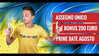 ASSEGNO UNICO PRIME DATE DI AGOSTO BONUS 200 SU RDC QUANDO [upl. by Kentiga]