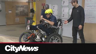 BCIT engineer team developing electric wheelchair that can navigate obstacles and climb stairs [upl. by Nosral]