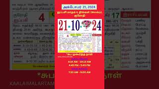 Tamil daily Calendar  21Oct2024 calendar dailycalendar auspicioustime daily tamilcalendar [upl. by Willem532]