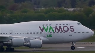 WAMOS Boeing 747400 Take off from Dusseldorf Airport [upl. by Nan]