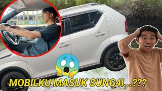 SAPUTRA NEKAT NYETIR MOBIL MALAH MASUK SUNGAI  Mikael Family [upl. by Yuille]