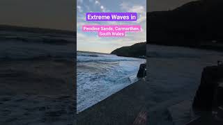 EXTREME Waves in Pendine Sands Carmarthen South Wales wales oceanwaves googlepixel6a [upl. by Alehs]