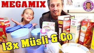 MÜSLI MEGA MIX  13 Sorten Cornflakes u Flocken mischen  schmeckt das   Mileys Welt [upl. by Houser]