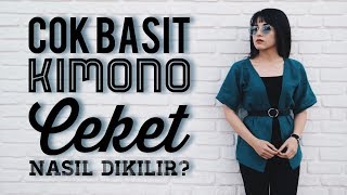 5 Dakikada Kimono Ceket Dikimi   DIY easy kimono [upl. by Teeniv]