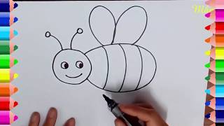 Dạy vẽ con ong  Hướng dẫn vẽ con ong  How to draw a bee CoNgaMamNon [upl. by Matteo632]