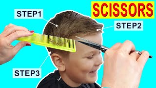 SCISSOR HAIRCUT TUTORIAL  HOW TO CUT BOYS HAIR AT HOME [upl. by Yrrem108]