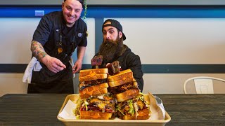 THERES AN UNBEATEN GRILLED CHEESE BBQ CHALLENGE INSIDE THIS SUPER 8 HOTEL  BeardMeatsFood [upl. by Ennasil]