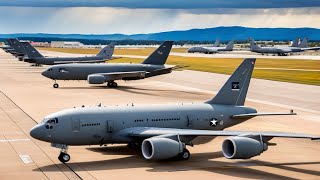 World Surprised  a Dozen KC46  KC135 Line Up and Takeoff from McConnell Air Force Base [upl. by Malet781]