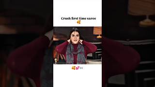 crush first time saree 🥰 trending love shorts [upl. by Zildjian339]