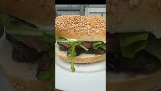 How To Make Smoky MLT Bagel Sandwich Recipe shorts  Mushroom Lettuce Tomato Bunnies Kitchen [upl. by Ynove440]