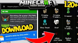 Morph Mod 🔥 For Minecraft Pe 121  All Mobs Updated [upl. by Aerb]