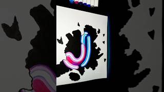 Drawing Letter quotJ quot ✨ Neon✨ Pencil ShaVing ArT ✨ shorts art artshorts [upl. by Oslec]