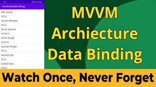 MVVM architecture Android hindi  MVVM  MVVM Android [upl. by Mera]