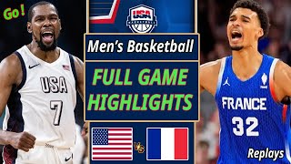 USA vs France Basketball FULL GAME  USA Basketball 2024  Basketball today  Replays [upl. by Lombardy]