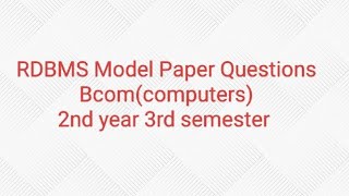 Model paper questions Unit123 RDBMS Subject Degree 2nd year 3rd semester [upl. by Kristie]