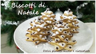 Biscotti di frolla ad albero di NataleImpasto al miele e decorazioni di cioccolato [upl. by Christiane]