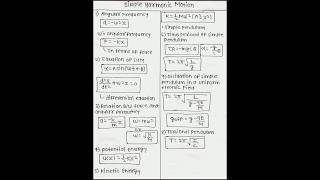 Simple harmonic motion class11 physics all important formula 🥰😍🖋📘🚩🙏 [upl. by Pineda]