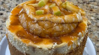 CRUMBL COOKIE STUFFED CHEESECAKE  CARAMEL APPLE CHEESECAKE [upl. by Ayatal443]