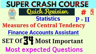 MCQS on Measures Of Central TendencyMeanMedianModeStatisticsJKSSB Finance Accounts Assistant2 [upl. by Garrik113]