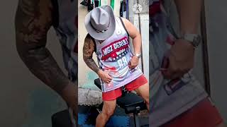 Pinoy Cowboy Trying out Chest press on the Gym bench with resistance bands attachment [upl. by Anitac627]