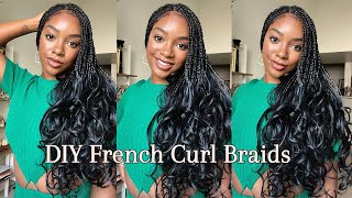 DIY FRENCH CURL BRAIDS  HOW TO KNOT ENDS  Ayya Luxury Braiding Hair  Chavi Allie [upl. by Bathsheeb]