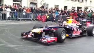 Sebastian Vettel in Graz ShowRun Red Bull Racing 01122012 Donuts am Karmeliterplatz [upl. by Strenta]