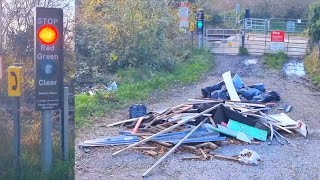 Banks Level Crossing Hampshire Featuring Fly Tipping [upl. by Nanis]