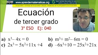 Ecuaciones de tercer grado 4 ESO 03 038 José Jaime Mas [upl. by Portuna720]