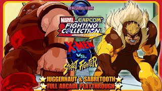 MARVEL VS CAPCOM FIGHTING COLLECTION XMEN VS STREET FIGHTER JUGGERNAUT amp SABRETOOTH ARCADE PLAY [upl. by Karlise]