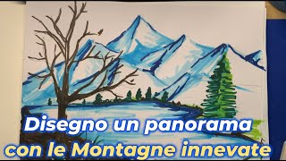 Disegno un paesaggio con le montagne innevate [upl. by Zobe558]