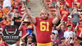 USCs long snapper who is blind talks about his inspirational journey to the field  ESPN [upl. by Nohsav]